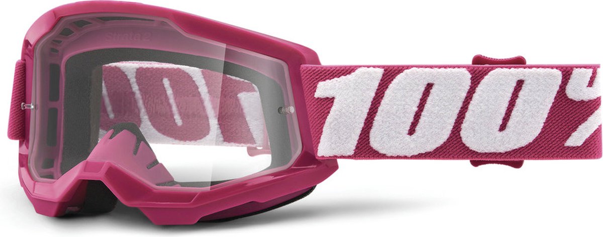 100% Jeugd Crossbril MTB Strata 2 met Clear Lens - MatBlauw -