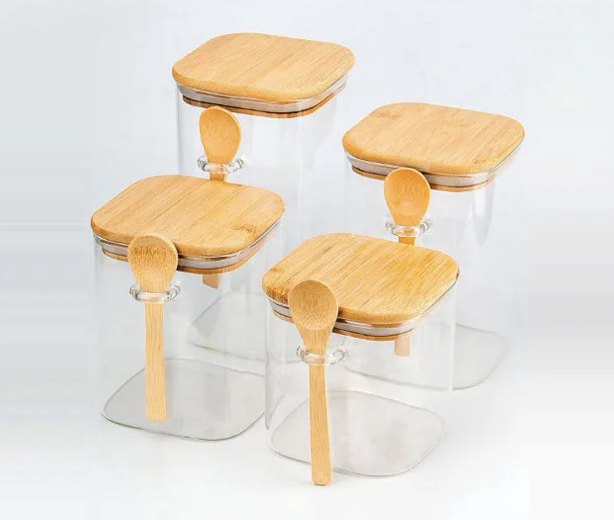 Voorraadpot met deksel set van 4 750 ml