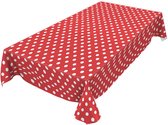 Tafelzeil Grote Stip - 140x230 cm - Rood/Wit - PVC - Tafelkleden