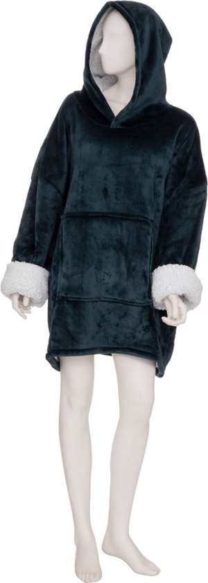 Hoodie Plaid - Blauw - Couverture polaire à capuche avec manches - Pull  câlin oversize