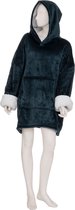 Hoodie Plaid - Blauw - Couverture polaire à capuche avec manches - Pull câlin oversize pour homme et femme - Snuggie