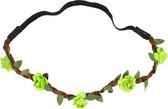 Bandeau Fleurs Roses Vert Flower Power Vert Petites Roses Fleurs