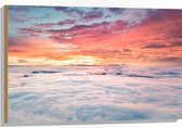 WallClassics - Hout - Zonsopkomst boven de Wolken - 90x60 cm - 9 mm dik - Foto op Hout (Met Ophangsysteem)