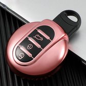 Housse de clé en TPU souple - Rose Chrome métallisé - Étui de clé adapté pour Mini Cooper / Cooper S / Clubman / Countryman - Étui de clé - Accessoires de vêtements pour bébé de voiture