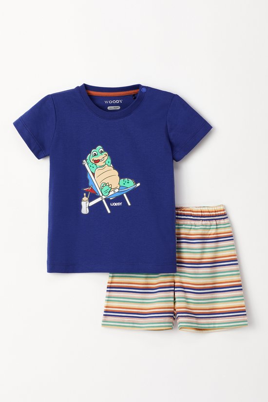 Woody pyjama jongens - blauw - schildpad - 231-3-PSS-S-856 - maat 74