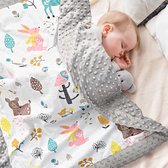 babydeken biokatoen kinderknuffeldeken polarfleece babycomfortdeken 75 x 105 cm grijze dubbelzijdige deken voor meisjes en jongens