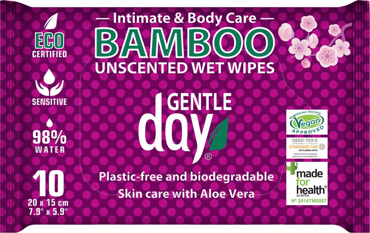 Gentle Day - Bamboo Intimate Wipes Wipes Intimate Hygiene Wipes Eco 10Pcs
