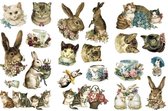 Stickerset Poezen en Konijnen - 3 sticker vellen Cat & Rabbit - O.a voor bulletjournal, voor scrapbooking en het maken van kaarten