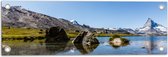 Tuinposter – Rotsen in Bevroren Water in Landschap - 60x20 cm Foto op Tuinposter (wanddecoratie voor buiten en binnen)