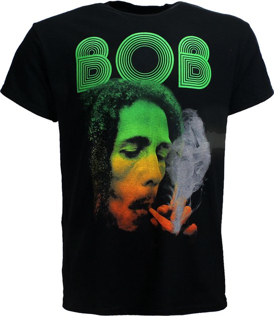 Bob Marley Smoking Da Herb T-Shirt Zwart - Officiële Merchandise