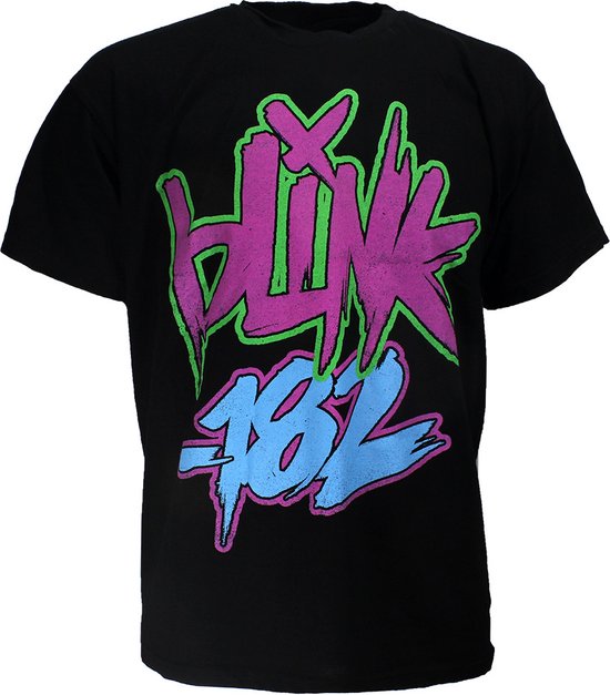 Blink-182 Neon Logo Band T-Shirt Zwart - Officiële Merchandise