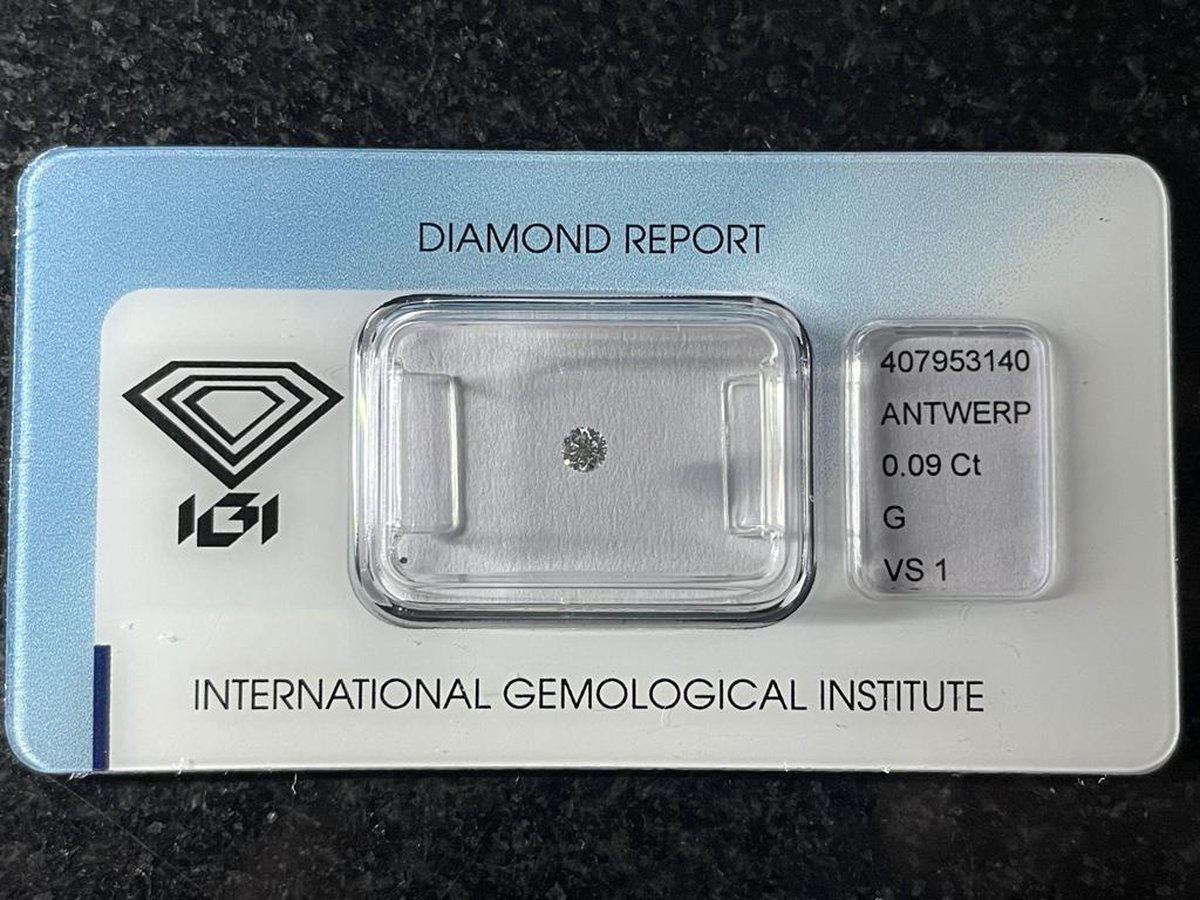 Diamant 0.09 CT in blister met certificaat
