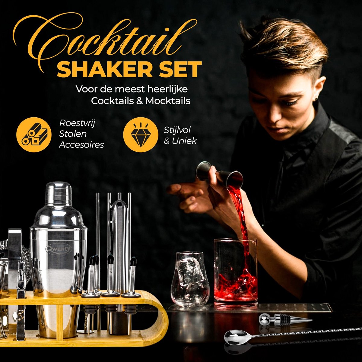 Coffret Cocktail - Set Cocktail 17 pièces + E-book Recettes - Coffret  Cadeau Luxe