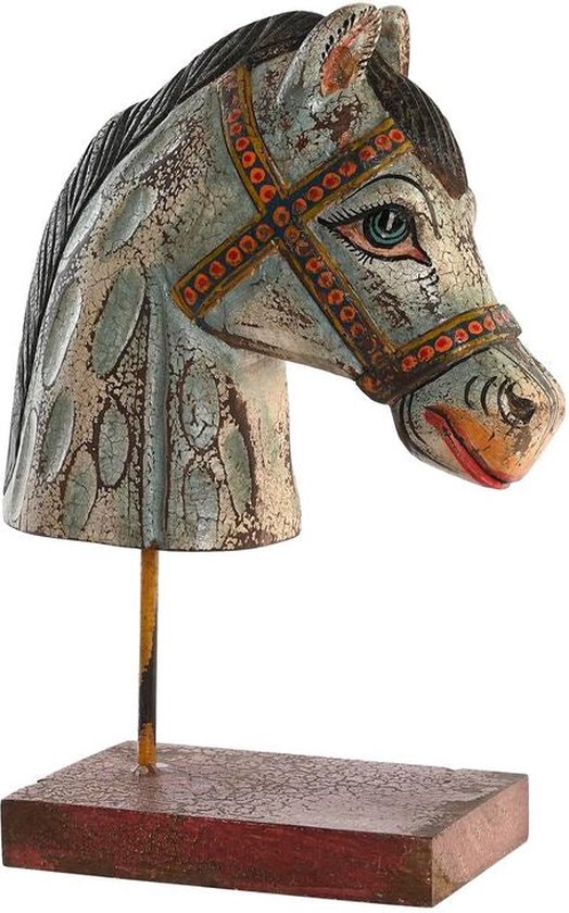 Decoratieve figuren DKD Home Decor Paard Ijzer Mangohout (24 x 12 x 35 cm)
