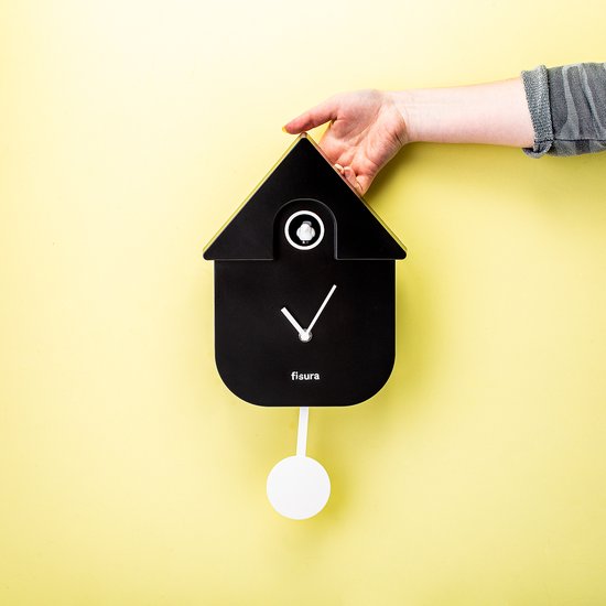 Fisura - Klok - Koekoeksklok Cuckoo House | zwart - witte slinger