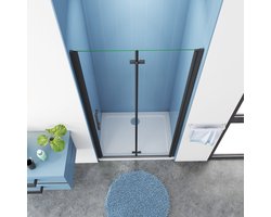 Douchedeur Black Poppy Nisdeur 100x195 - Vouwdeur 2-delig - 6mm Helder Glas Zwart