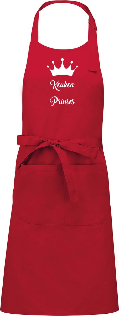 mijncadeautje - luxe schort - keukenprinses met kroon - rood