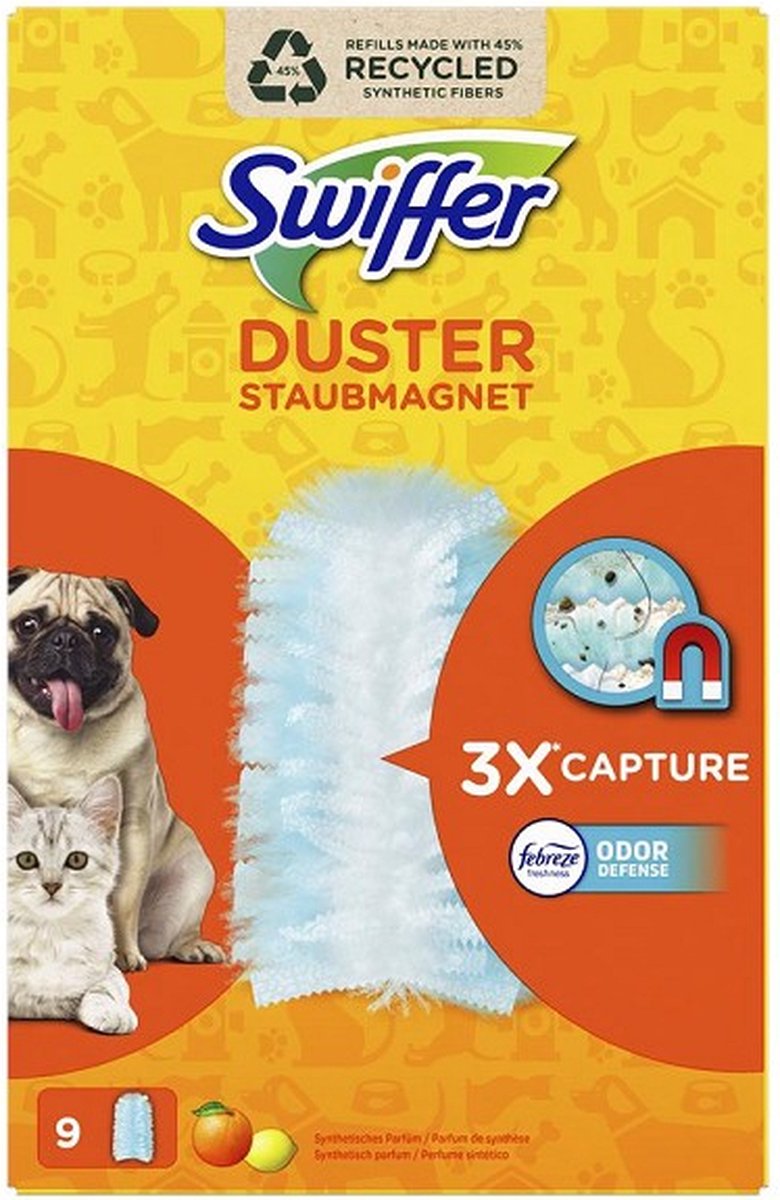 Goedkoopste Swiffer Duster Stofmagneet huisdieren navulling doosje a 9 stuks