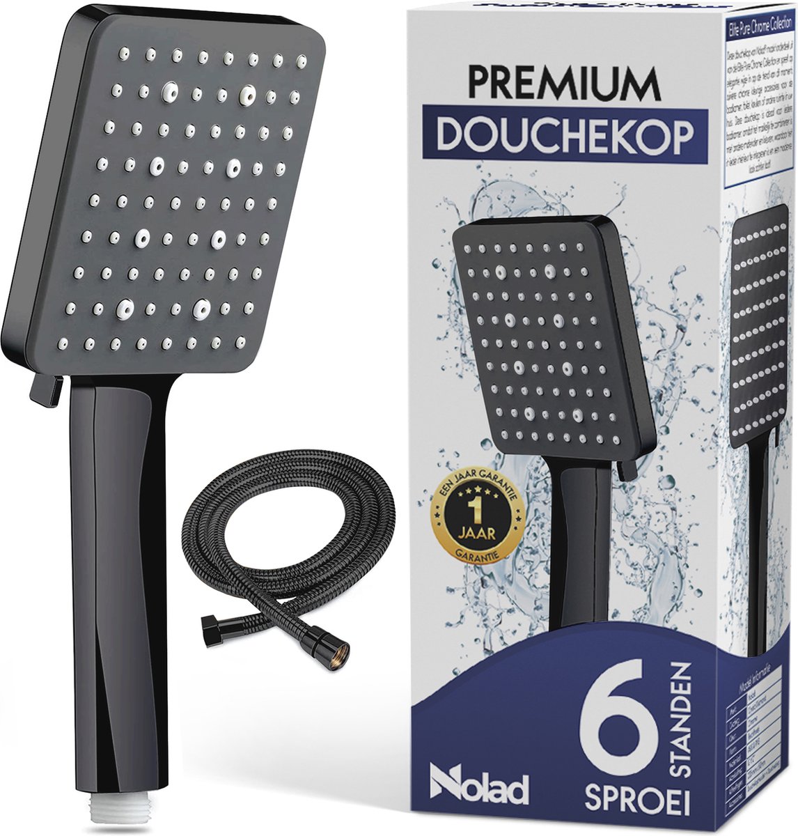 Nolad Premium Douchekop Douchekop met doucheslang 6 Sproeistanden