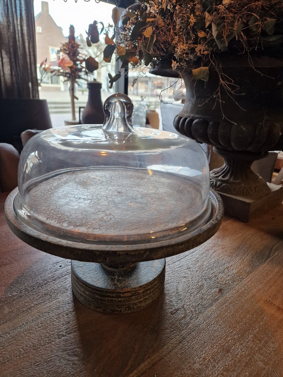 Taartplateau met deksel, taartstandaard, taartplateau met deksel, taartstolp, acaciahout, 30 cm ronde taarthouder, charcuterieplank voor kaas, grote acryl taartkap