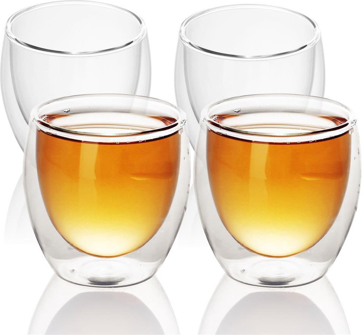Intirilife 4x dubbelwandig thermo glas set in 200-300 ml - koffiemok thermo glazen mondgeblazen geïsoleerd latte macchiato glas thee glas koffie glas zonder handvat