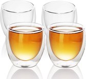 INTIRILIFE 4 x verres à double paroi 200 - 300 ml - mug isotherme à double paroi soufflé à la bouche pour latte macchiato, comme tasse à thé ou tasse à café, passe au lave-vaisselle sans anse