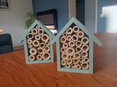 Mini Insectenhotels - Set van 2 stuks - Groen - Tiny House Insecten - Bamboe Insectenhuisjes - Kleine Insectenhotelletjes