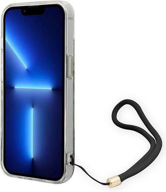 Guess iPhone 14 Plus 6.7" Étui rigide bleu Flower Strap