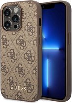 Guess iPhone 14 Pro Hardcase Backcover - 4G - Metal Buttons - Bruin
