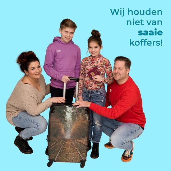 NoBoringSuitcases.com® Valise grande - Chemin - Arbre - Forêt - Automne - Valise trolley avec serrure TSA - Avec roulettes - 90 litres - Valise de voyage - 66 cm
