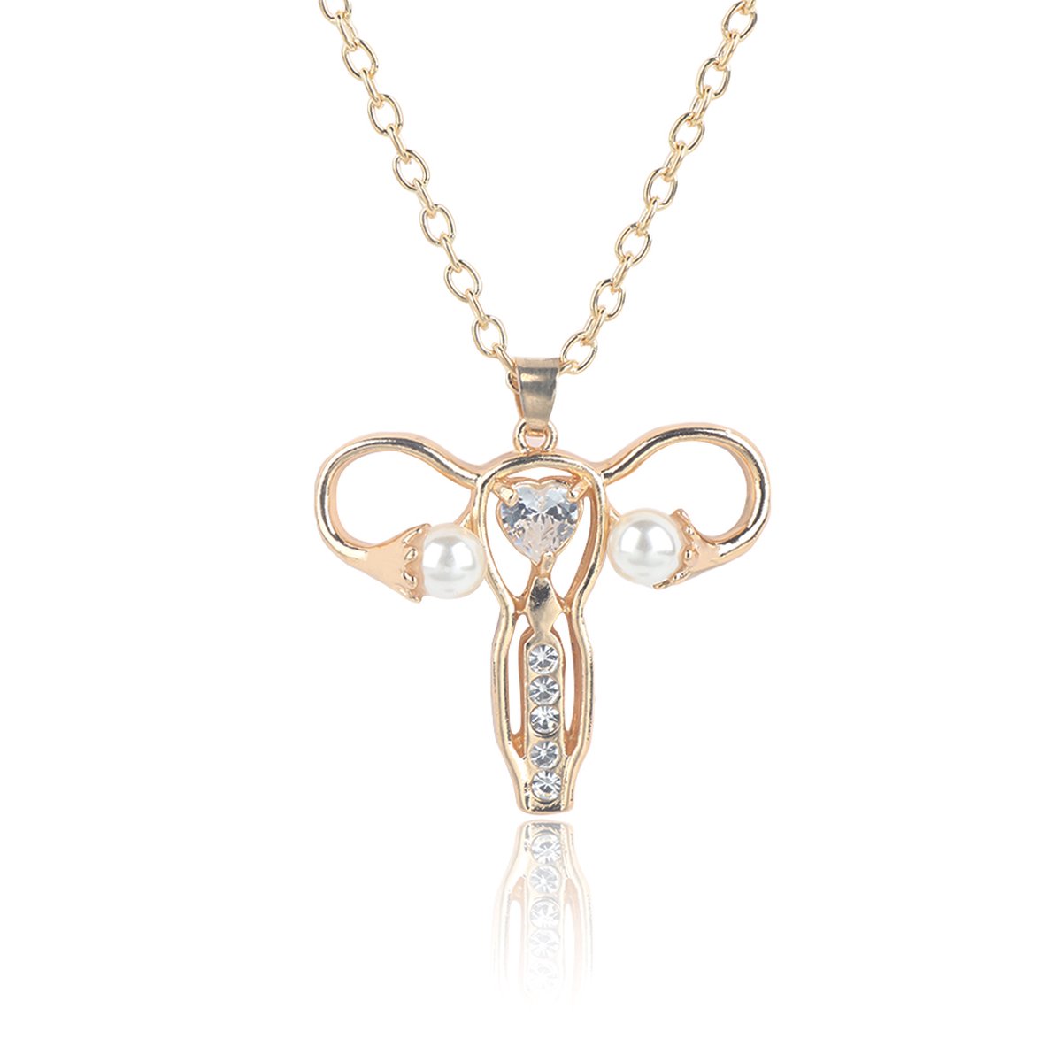 Gouden baarmoeder ketting/pendant - moederschap vruchtbaarheid vrouwelijkheid