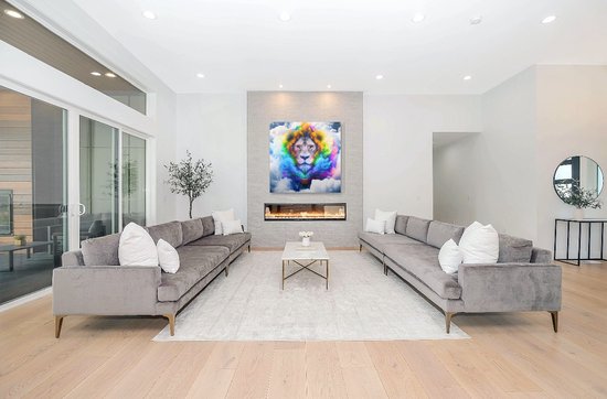 Cloudy with a chance of lions | Cloudy with a chance of Lions | Kunst - 80x80 centimeter op Dibond | Foto op Dibond