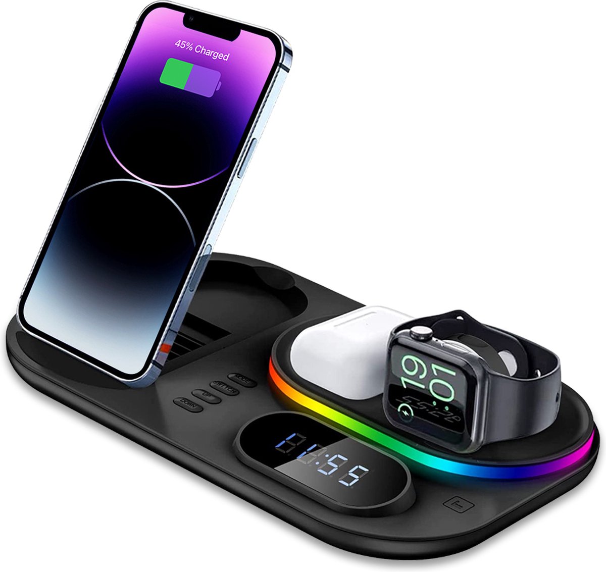 Support de chargeur de voiture sans fil magnétique RGB, support de  téléphone compatible avec Magsafe Iphone 12/13/14, charge rapide 15W