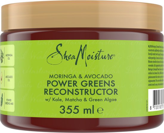 SheaMoisture Power Greens Reconstructor Haarmasker - Moringa & Avocado - natuurlijk vrij van siliconen, sulfaten en Curly Girl Approved - 355 ml