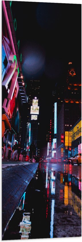 Vlag - Plein Times Square in Nacht - 40x120 cm Foto op Polyester Vlag