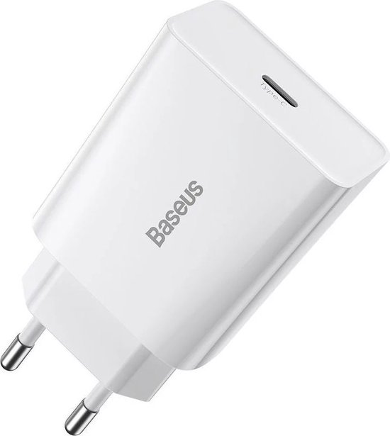 Baseus Mini 20W USB-C Snellader Power Delivery Adapter Wit
