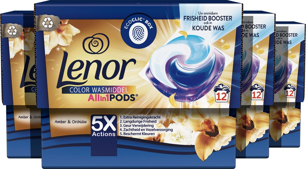 Goedkoopste Lenor All in 1 Wasmiddel Pods - Gouden Orchidee - Waspods - 4 x 12 Wasbeurten Voordeelverpakking