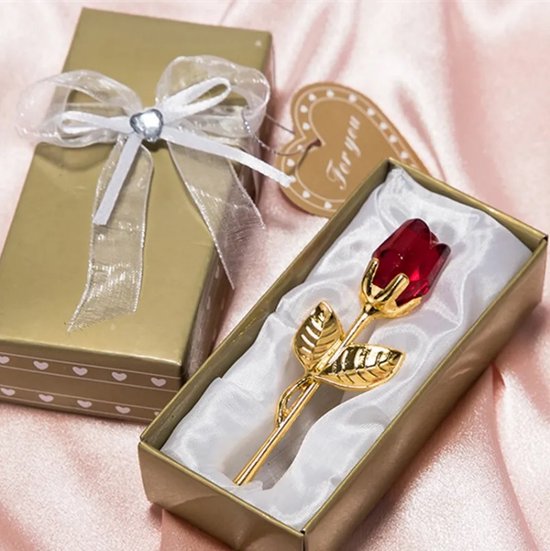 Kristallen Roos Rood • Valentijnsdag • Liefde • Roos • Roos met doos • Roos in Doos • Kristsal • Wit • Rood • Donkerblauw • Roze