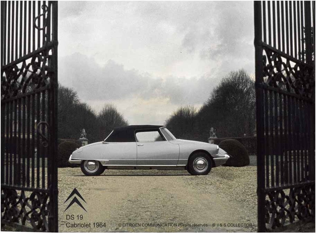 metalen wandbord Citroën DS19 cabriolet 1964 15x21 cm