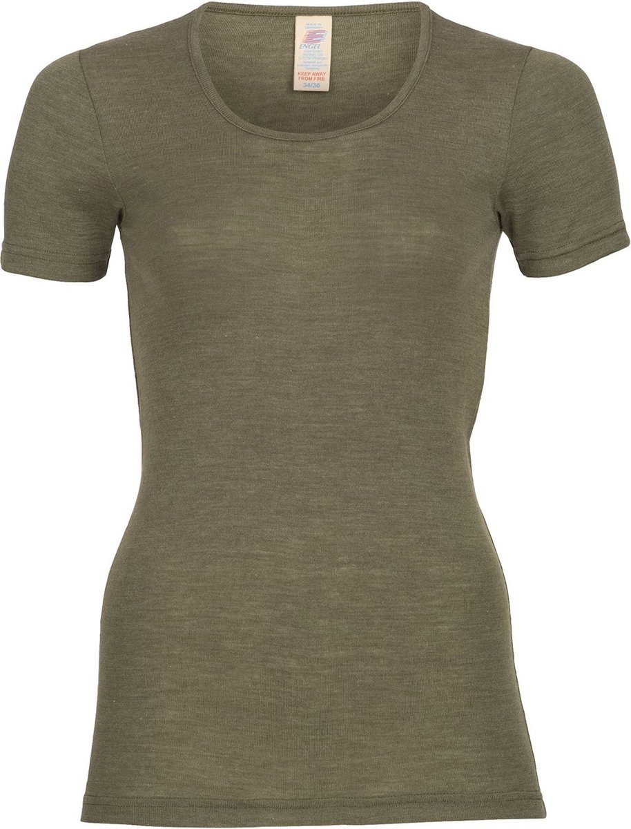 Engel Natur Dames T-shirt Zijde - Merino Wol GOTS 34/36s Olijf