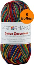 5 pelotes de fil à crocheter coton arc-en-ciel chaud (9158) - Cotton Queen multi yarn