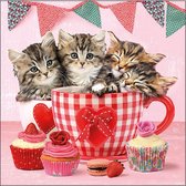 2 Pakjes papieren lunch servetten - Cats in tea cups