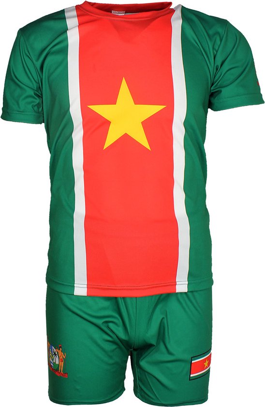 Suriname Oldschool Style Voetbal Tenue T-Shirt + Broek Set Groen