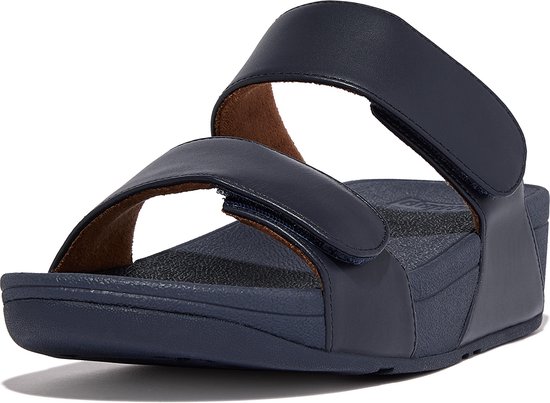 Fitflop Slipper Lulu Adjustable Leather Slides Blauw