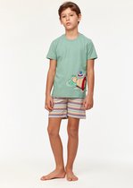 Woody pyjama jongens/heren - groen - schildpad - 231-1-PSU-S/724 - maat 152