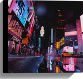 Canvas - Plein Times Square in Nacht - 30x30 cm Foto op Canvas Schilderij (Wanddecoratie op Canvas)