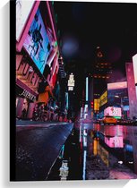 Canvas - Plein Times Square in Nacht - 40x60 cm Foto op Canvas Schilderij (Wanddecoratie op Canvas)