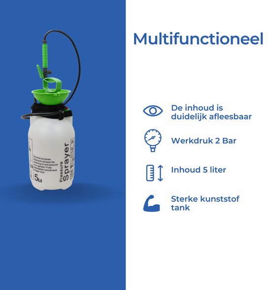 C-Line Marine Drukspuit 5 Liter (Professioneel) - Druksproeier - Onkruidverdelger - Onkruidverdelger - Tuinspuit - Drukspuit met lans - Onkruidverdelger - Plantenspuit