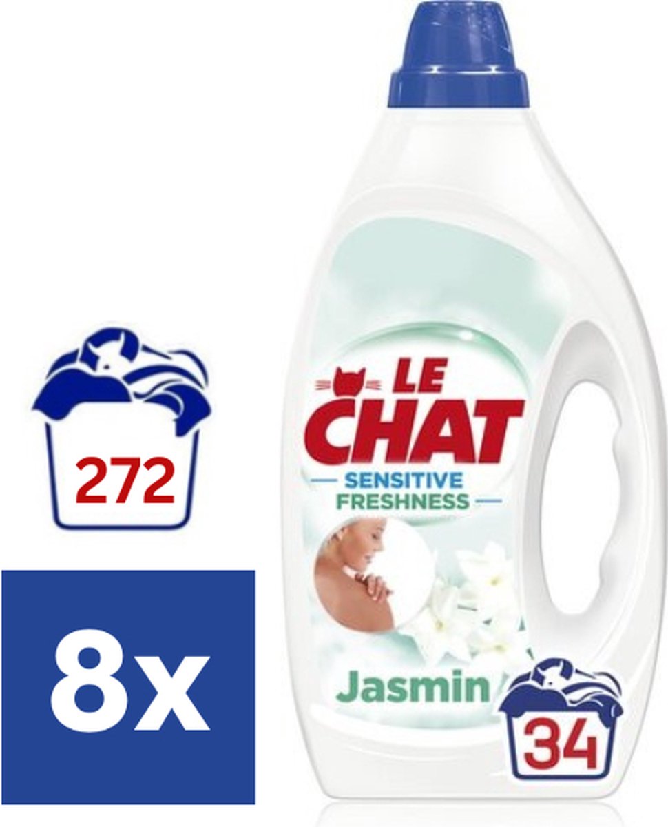 Lessive liquide Le Chat Sensitive - 8 x 1,7 l (272 lavages)