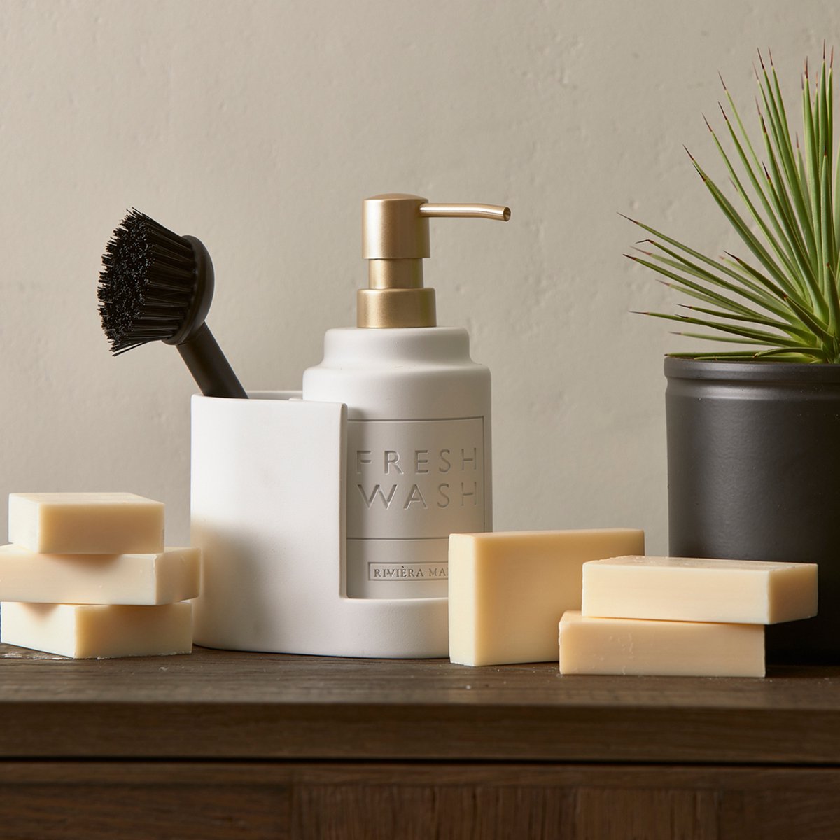 Riviera Maison Gootsteen Organizer, Zeeppompje met afwasborstel Fresh